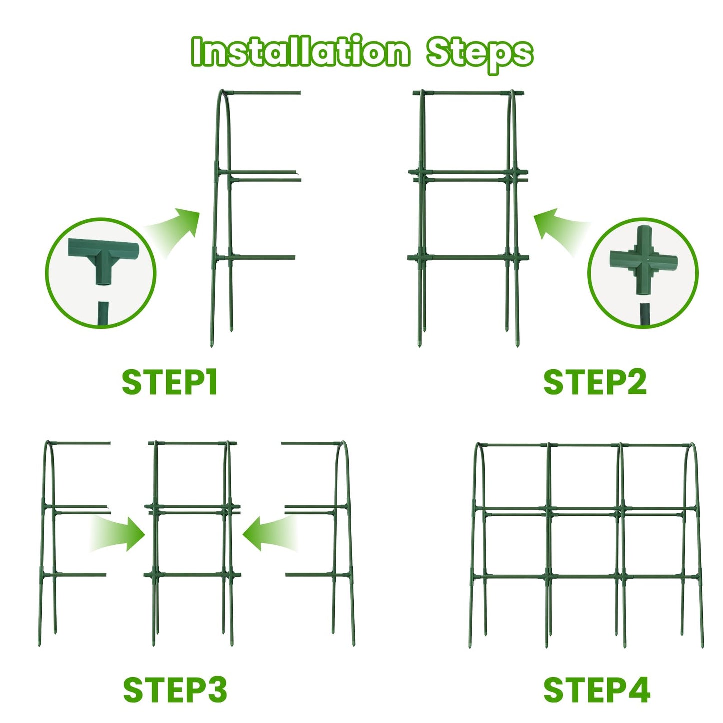 Cucumber Trellis for Raised Bed, U-Shape Garden Trellis for Climbing Plants Outdoor, Metal Arch Vegetables Trellis, Plant Support for Grape Vine Beans Squash Peas Flower