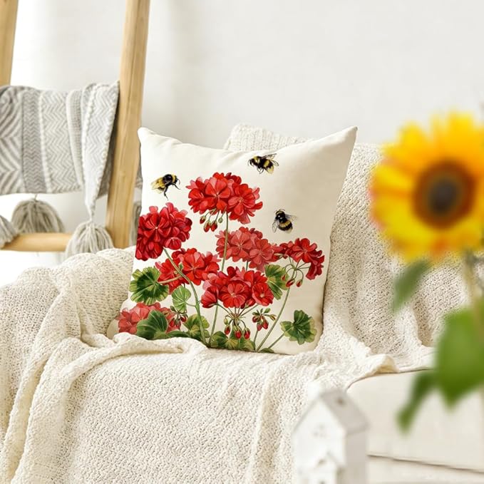 RABUSOFA Spring Summer Outdoor Pillow Covers 20x20 Inch Waterproof