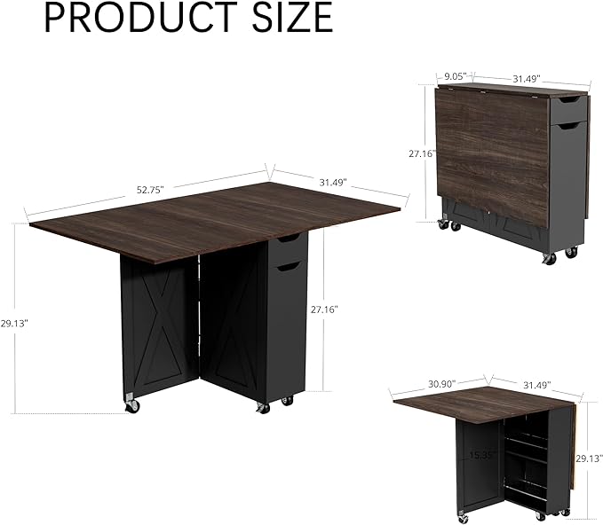 3imothrix Folding Dining Table, Small Dining Table, Space Saving Dining Table