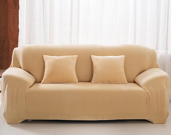 vctops 1-Piece Velvet Plush Stretch Loveseat Sofa Slipcover