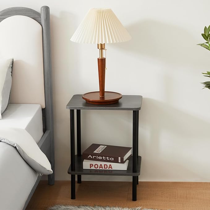 Apicizon 2 Tier End Table Set of 2, Boho Side Table