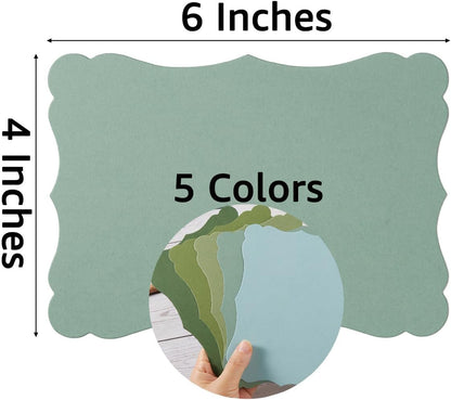 50 Pack Blank Kraft Cards Cardstock Thick Paper Brown Greeting Cards for DIY Gift Card Menus, Baby Shower and Wedding Invitations (Green, 5 Colors, 4x6IN)
