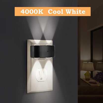 4 Pack LED Night Light Plug-in Wall, 100 Lumens 4000K Cool White, Auto On/Off Dusk to Dawn Sensor, Adjustable Swivel Head for Indoor – Ideal for Hallway, Stairs, Bedroom, Bathroom, Kitchen