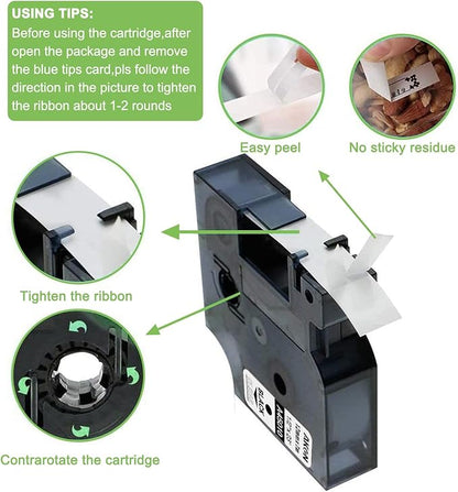 3-Pack Label Maker Tape Compatible with DYMO D1 Label Tape 45013 S0720530 Replace for D1 A45013 Refills, Black on White, 1/2 In x 23Ft, for Dymo LabelManager 160 420P 210D 280 360D PnP 220P 260P 500TS