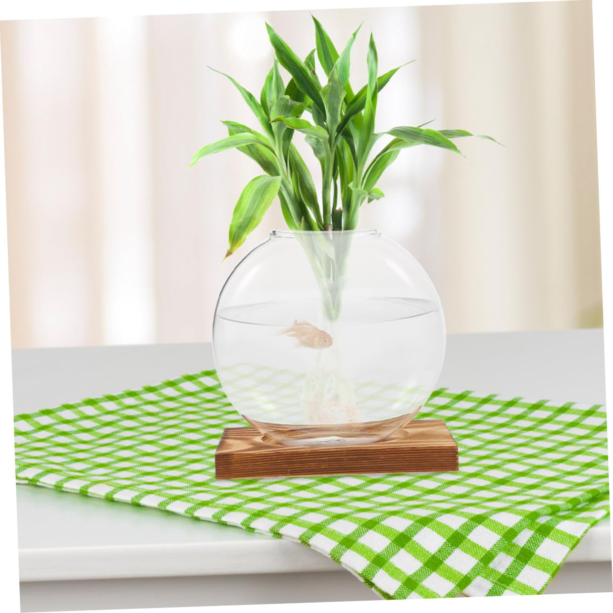 NULYLU 2Pcs Glass Plant Propagation Vases with Wooden Base, Hydroponic Terrarium Containers for Indoor Plants, Desktop Flower Vase Decor for Home and Office