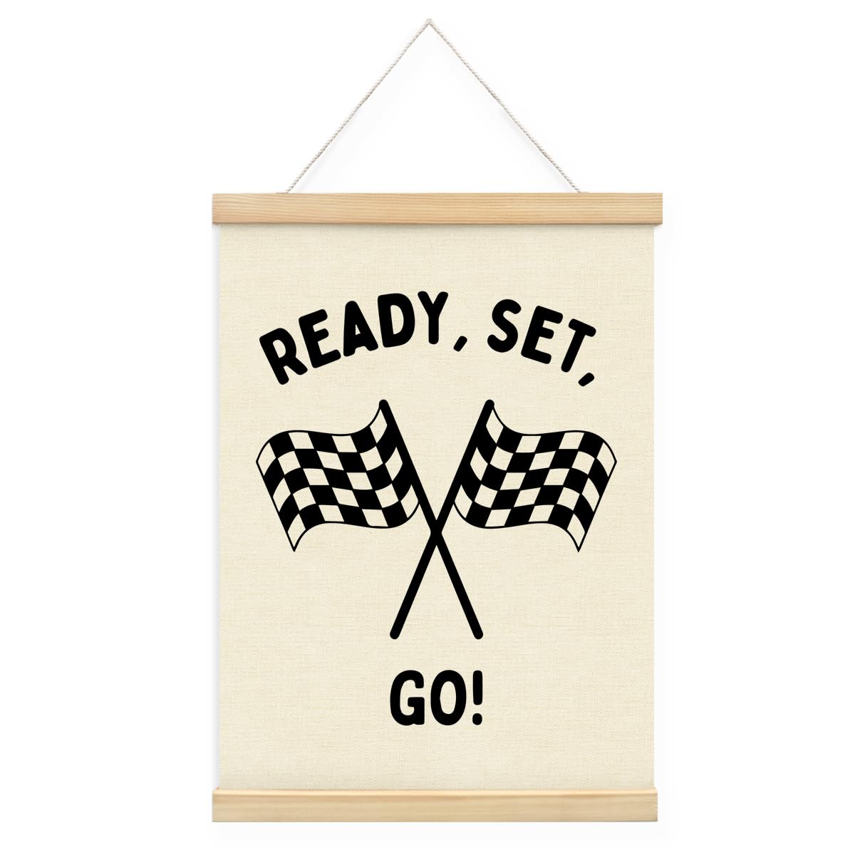 STHTTSW Race Car Poster for Boys,Ready Set Go Racing Poster Wall Art for Car Room, Playroom & Nursery, Boys Playroom Nursery, Car Enthusiast Gifts 12x16 Inch