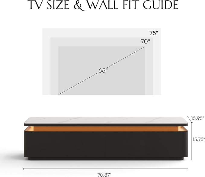 POVISON Fully Assembled 71" Mid-Century Modern TV Stand