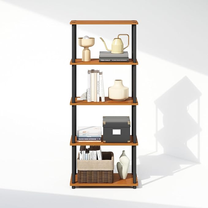 Furinno Turn-N-Tube Book Shelf, 5-Tier Bookshelf, Bookcase