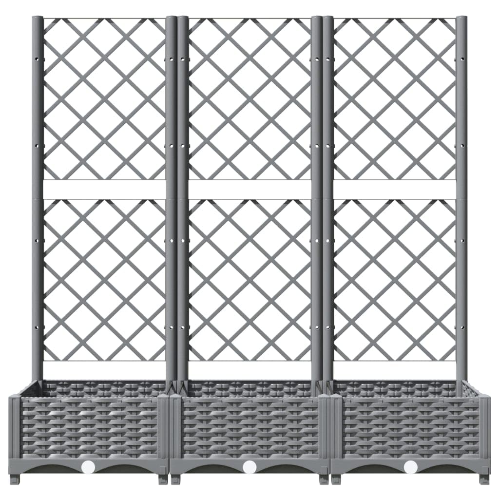 Logeirevo Plastic Garden Planter with Trellis, Outdoor Raised Garden Bed Free-Standing Trellis Planter Box for Vine Climbing Plants Flowers, Light Gray 47.2"x15.7"x47.8" PP,-1745