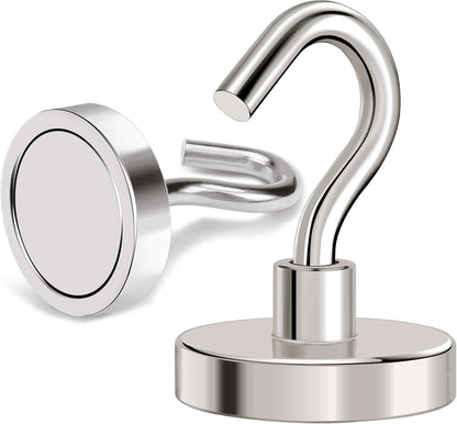 MIKEDE Magnetic Hooks Heavy Duty, 110Lbs+ Super Strong Magnet Hooks for Cruise, 4 Pack Neodymium Earth Magnets with Hook for Hanging, Magnetic Metal Hanger for Toolbox, Storage