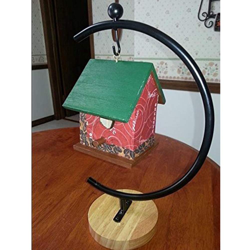 YY YEARCHY Ornament Display Stand Iron Pothook Stand for Hanging Glass Terrarium with Wood Base Creative Decoration for Home Garden Wedding Party Festival (G Shaped-Black,2PCS)