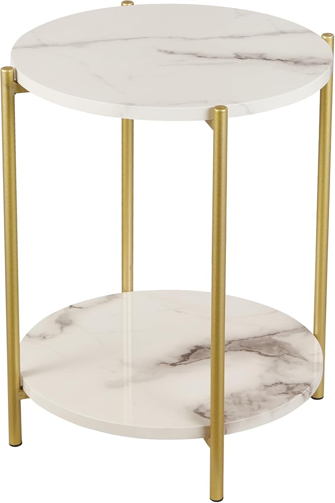 Gawicpy 2 Tier Round Side Table, Folding End Tables Coffee Table Simplistic