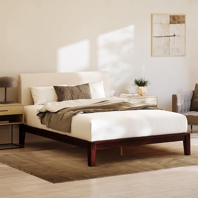 Nectar Bamboo Platform Bed Frame & Upholstered Headboard