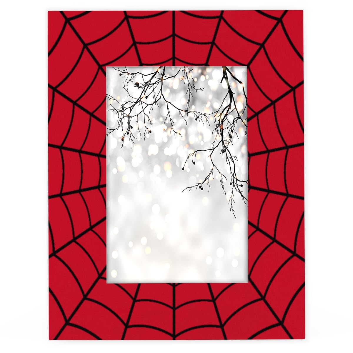 POFATO Cool Spider Web 5x7 Picture Frame Wooden Picture Frames for Wall Hanging & Tabletop Decor Display 5x7 or 5x5 Picture Collage Family Weddings Christmas Photo Frame for Gift