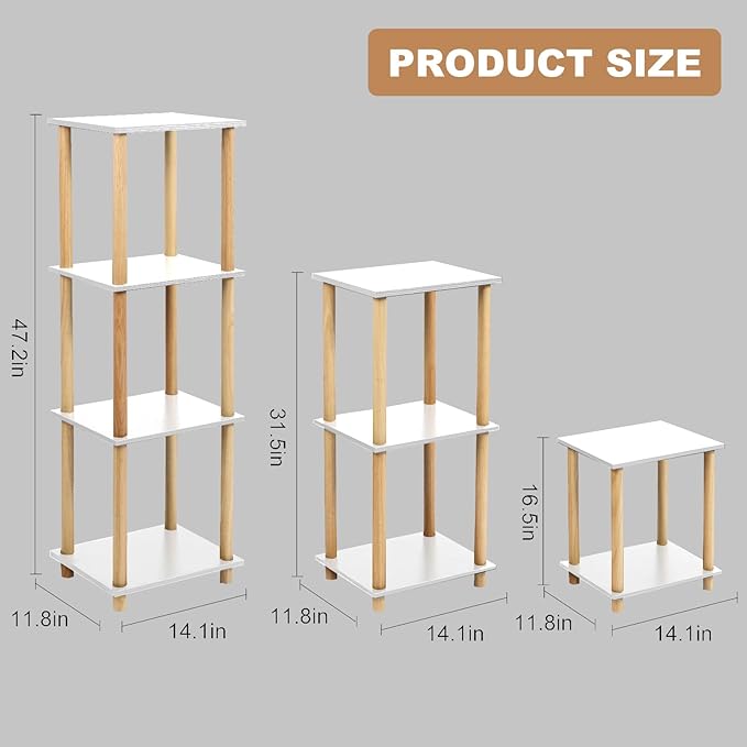 Haeterna 3-Tier White Bookshelf, Wooden Bookcase with Open Shelves, for Small Spaces,Living Room Bedroom Office,No-Tool Assembly,11.8" D x 14.1" W x 31.5" H inches.