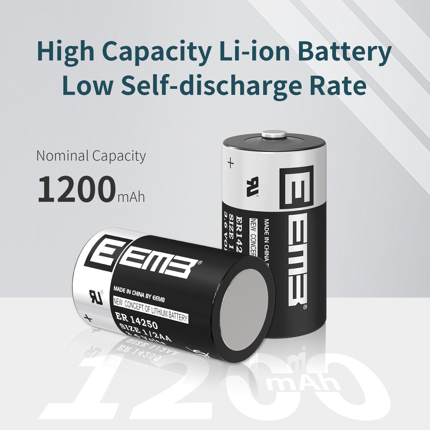 EEMB ER14250 Battery 1/2AA 3.6V Lithium Battery Li-SOCL₂ (4-Pack) Non-Rechargeable XL-050F SB-AA02 LS14250 for Dog Collar Meter Sensor Movement Monitor/Home Security System/Alarm System