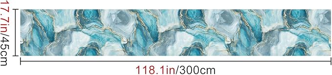 HOMETITUTE Teal Agate Marble Wallpaper Peel and Stick Blue Stone Pattern