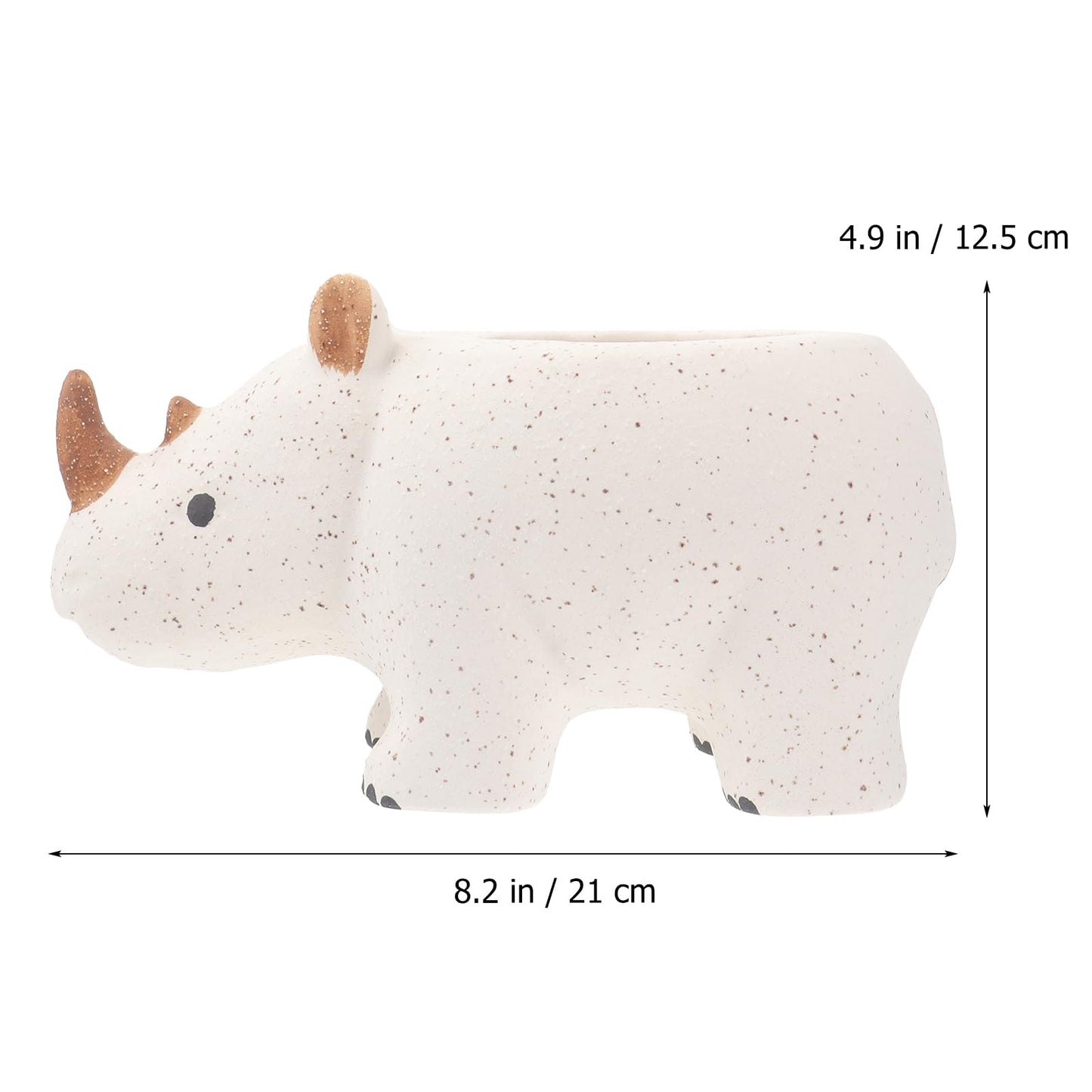 Hemoton Rhino Shaped Ceramic Planter Cute Animal Planter for Mini Plants Cactus, Smooth Shiny Ceramic - Plants Not Included, 8.25" Wide, Rhino