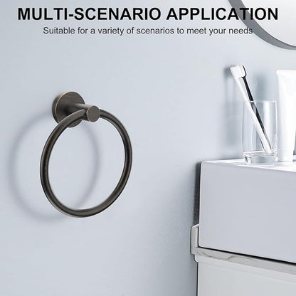 SetSail Towel Holder Stainless Steel Towel Ring for Bathroom Wall Screw-in Hand Towel Holder 3 Packs Towel Hanger for Bathrooms Oil Rubbed Bronze