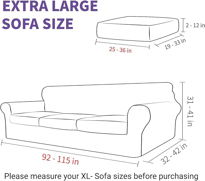 ZNSAYOTX Oversized Velvet Couch Cover 4 Piece Stretch Sofa Covers
