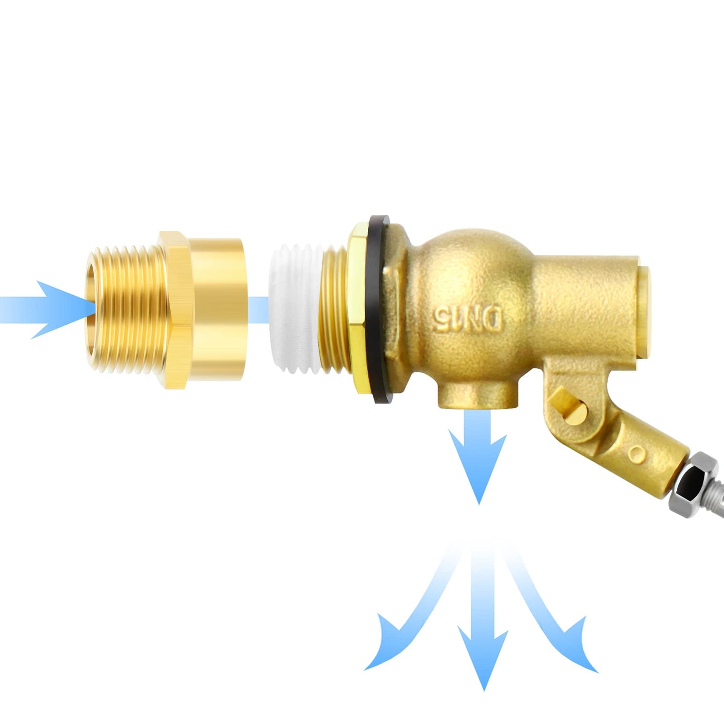 GASHER 2PCS 3/4" 304 Stainless Steel Float Ball Valve with 3/4"G Female x 3/4"NPT Male Adapter, DN20 Adjustable Water Tank Float Ball Valve for Stock Tank Pool Water Level Control