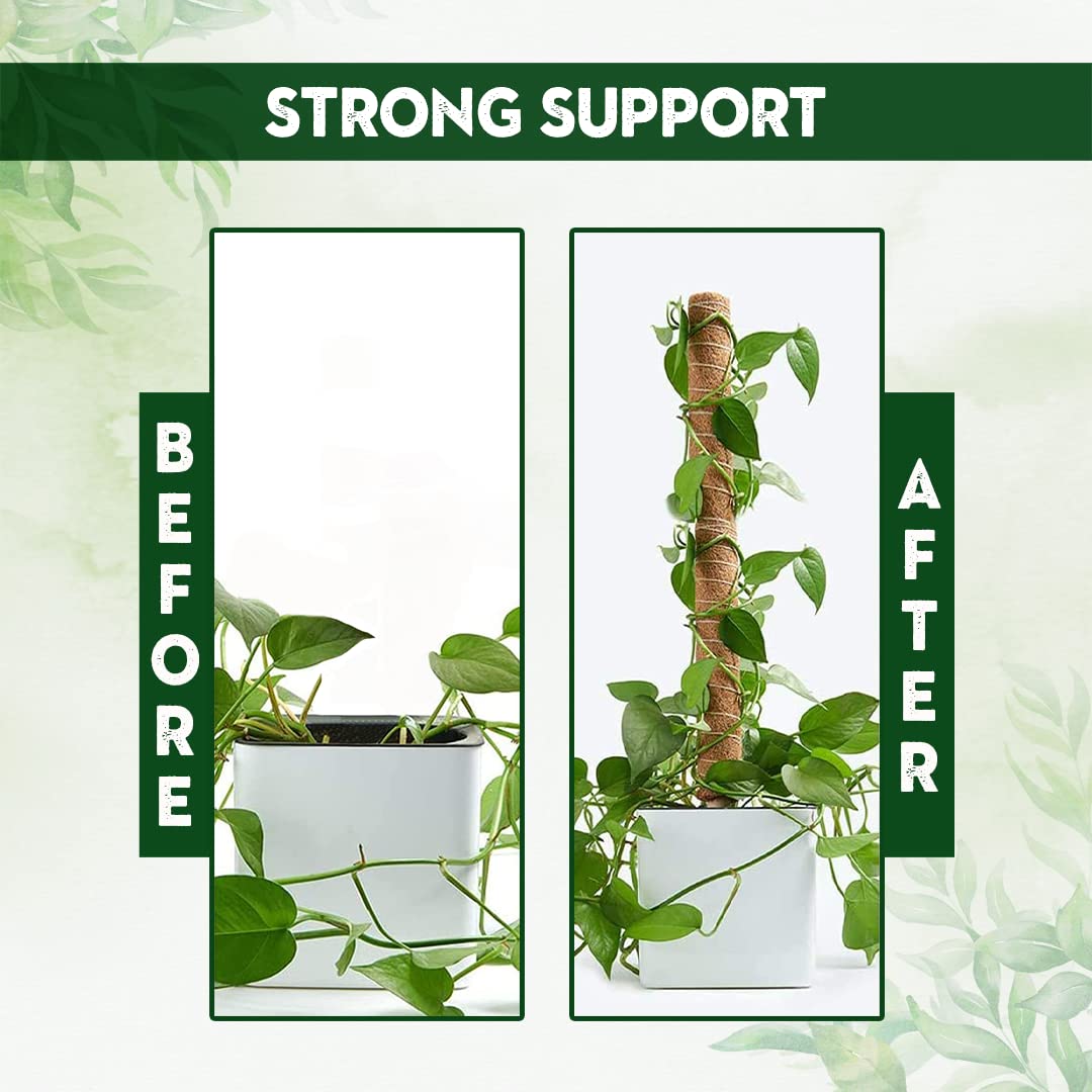 47.5 Inch Tall Moss Pole for Plants Monstera 4 Pcs 16 Inch Coir Totem Moss Pole Stick for Climbing Plants Indoor, Plant Support Extension/Trellis, Train Indoor Creepers to Grow Upwards 65ft Twist Tie.