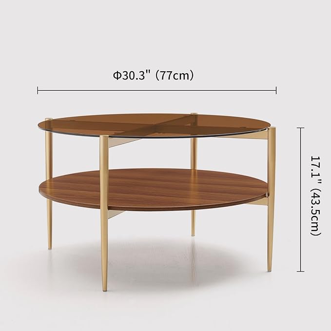 LumFurn Round Coffee Table, Mid-Century Modern Design, D30 x H17,