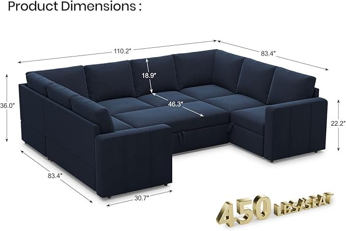 Belffin Modular Sectional Sleeper Sofa Bed