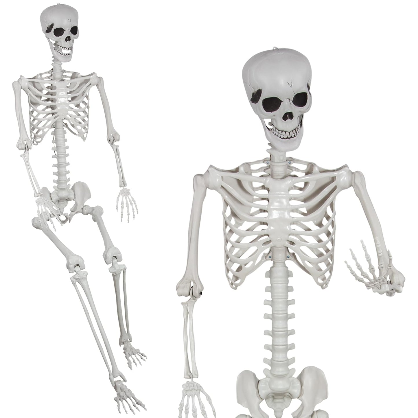 SUNREEK 5.9ft Halloween Full Size Skeleton, Large Human Skeleton Bones with Full Body Posable Joints for Halloween Graveyard Haunted House Spooky Scene Décor (5.9ft)