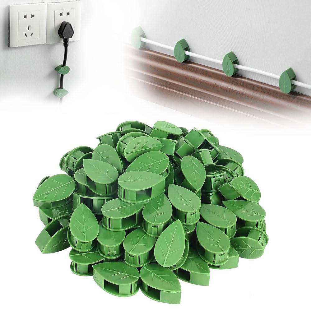 100PCS Plant Climbing Wall Fixture Clips, Plastic Plant Clips Climbing Plant Wall Clips for Vines, Plant Support Clips Plant Vine Wall Clips Plant Fixture Clips Vine Holder for Indoor Plants (B#Green)
