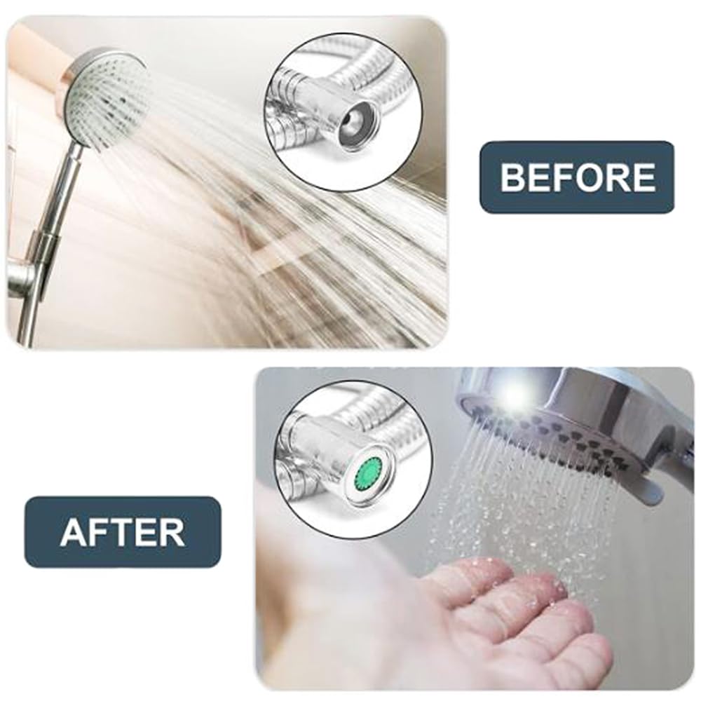Eyech 2-Pack Shower Flow Reducer Limiter Set Water Flow Saver Adapter, 1/2 Inch Flow Restrictor Control Valve for Fixed Shower Head Handheld Shower 1.2/1.5/1.8/2.0/2.2/2.5/3.0 GPM