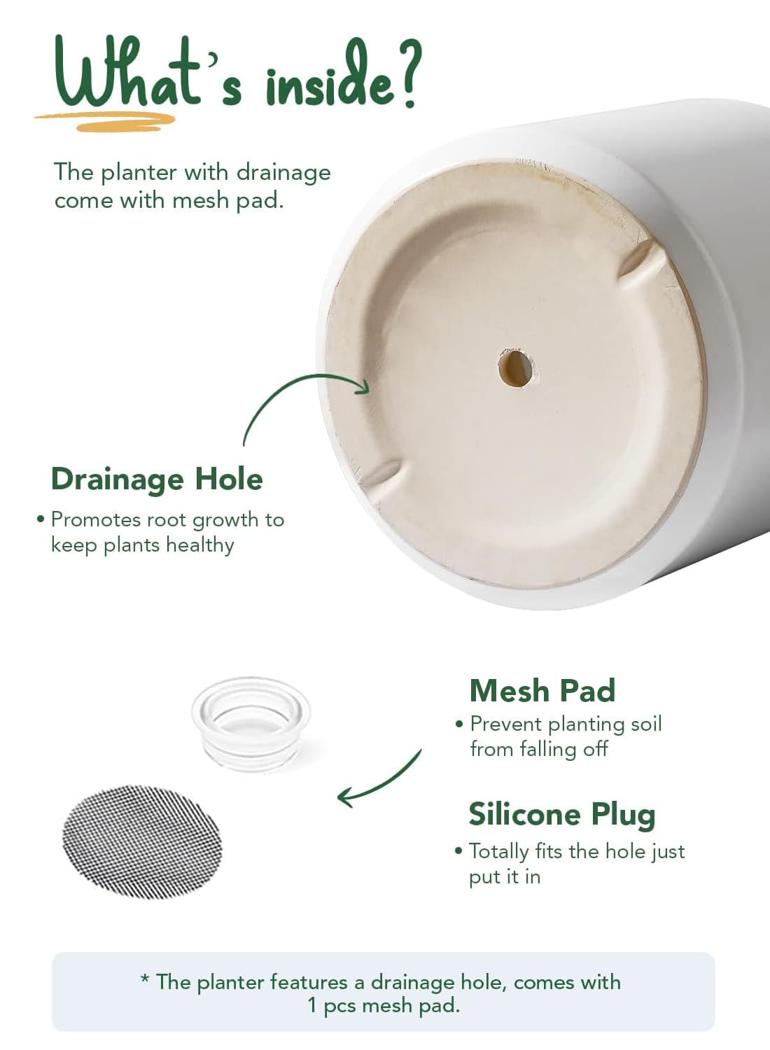 LE TAUCI 12 Inch Pot for Plants, Ceramic Planters for Indoor Plants, Mid-Century Modern Cylinder Flower Pots with Drainage Hole, Fits Fiddle Leaf Fig & Monstera, Home Decor, White