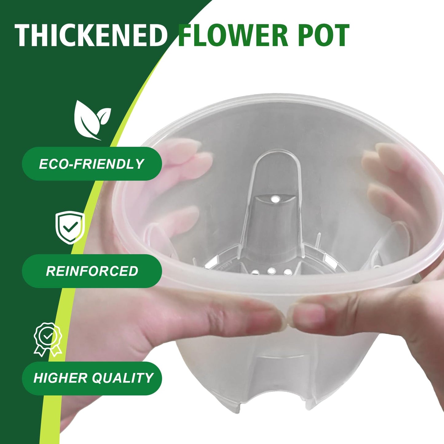Cdd's Path Upgraded 5-Pack 6 Inch Naked Root Planter Self Watering Pots Set, Plant Pots with Holes for Indoor/Outdoor Plants with Watering Hole/Reservoir and Air Pipes, Clear