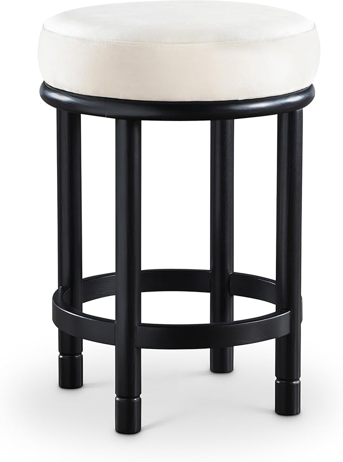 Meridian Furniture 977Cream-C Monette Collection Art Deco Counter Stool
