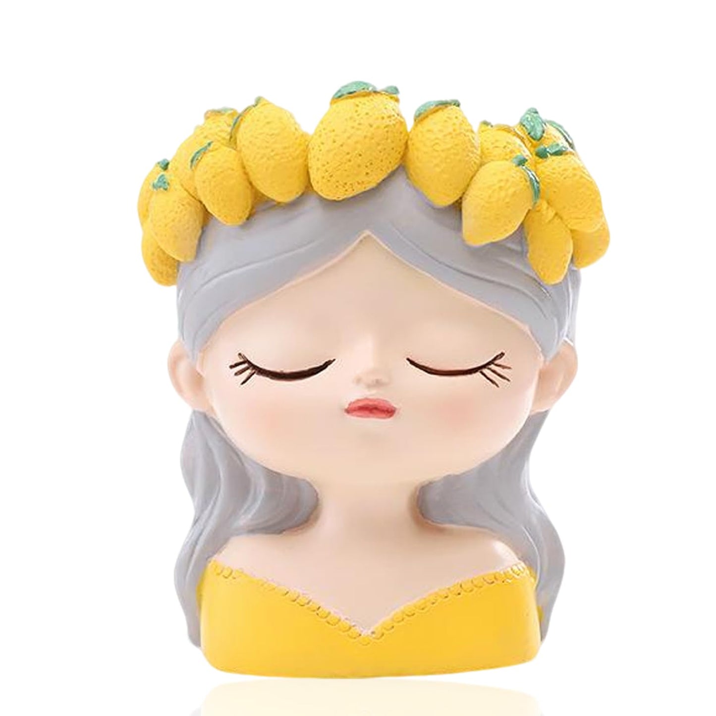 LLYSTTDS Cute Girl Planter Pot Succulent Pots with Drainage Funny Planters Tabletop Decorations for Indoor Container, Cute Home Garden Decor Gift for Gardening Lovers (Lemons)