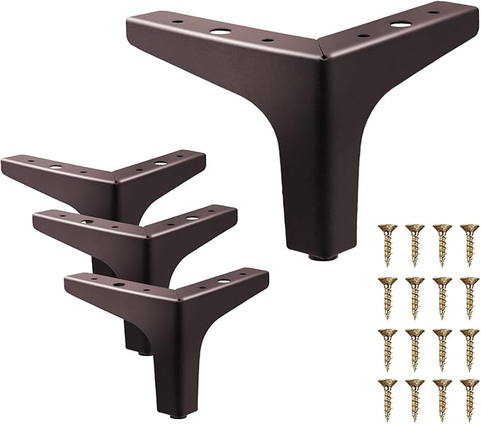 AODIOU Furniture Legs Brown Metal feet: Cabinet Legs 4 Inch Vintage Sofa