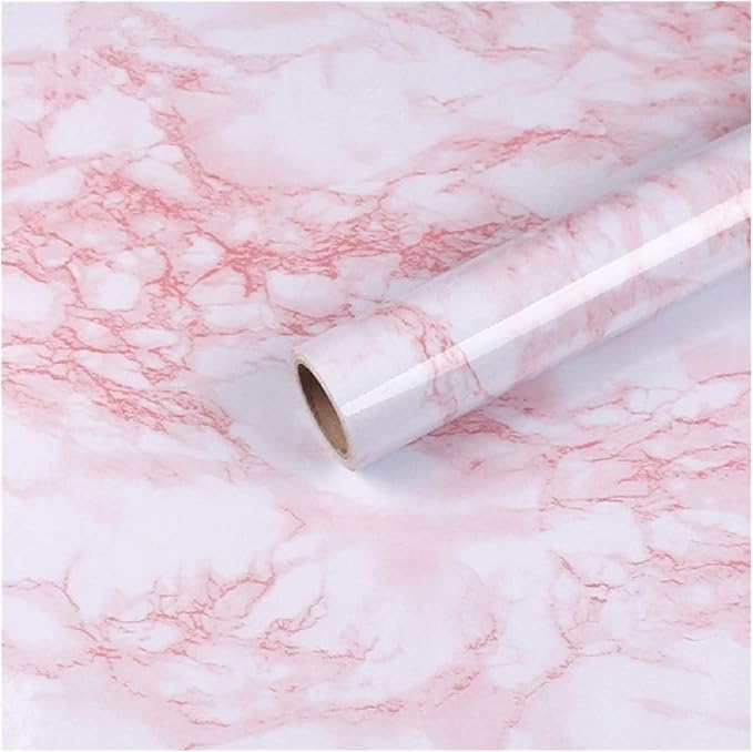 practicalWs 15.7 in x 236.2 in Self-Adhesive White Pink Marble Removable