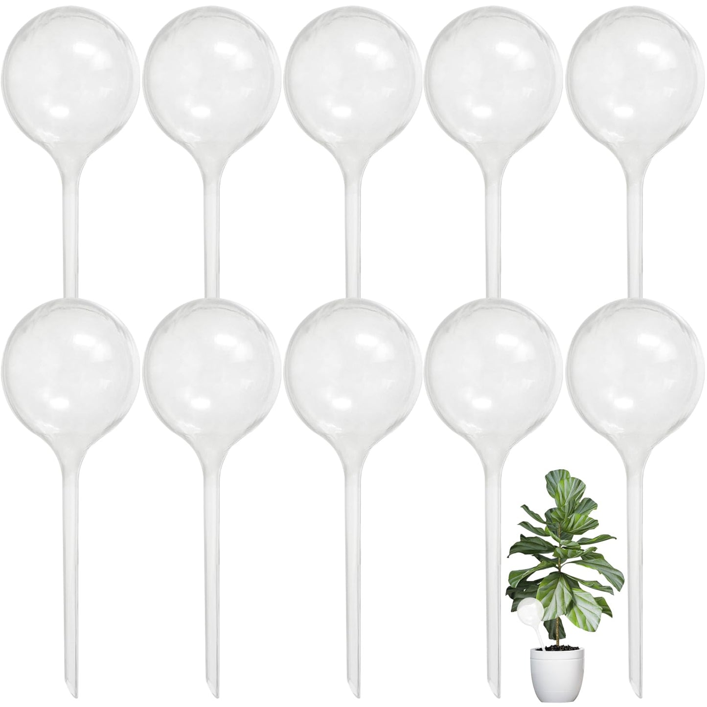 Jgalnim 10 PCS Large Clear Plastic Watering Globes,Plant Self-Watering Bulbs,Flower Automatic Water Device,Garden Waterer for Plant Indoor Outdoor Plants Flowers