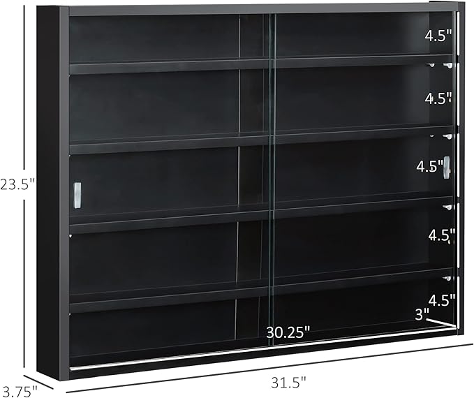 HOMCOM 5-Tier Display Cabinet, Glass Door Cabinet