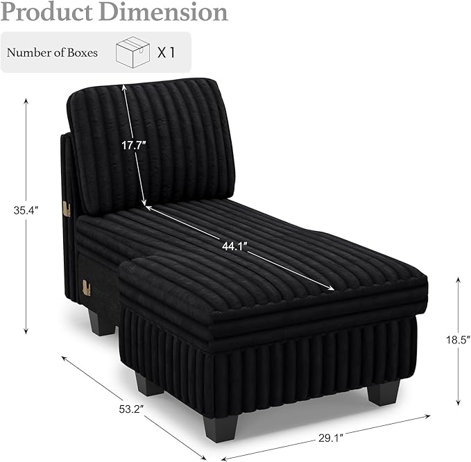Belffin Modular Sectional Storage Chaise Module