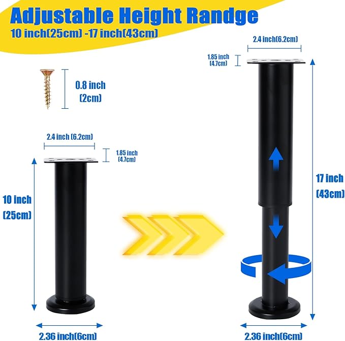 4 Pcs Adjustable Height Bed Support Furniture Legs