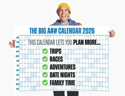The Big A## Calendar Yearly Wall Planner – January to December Dry-Erase – Includes 1 Marker & 100 Labels – Lightweight, Easy to Hang Yearly Planner – Plan Goals & Adventures – Pink, 4’x3’