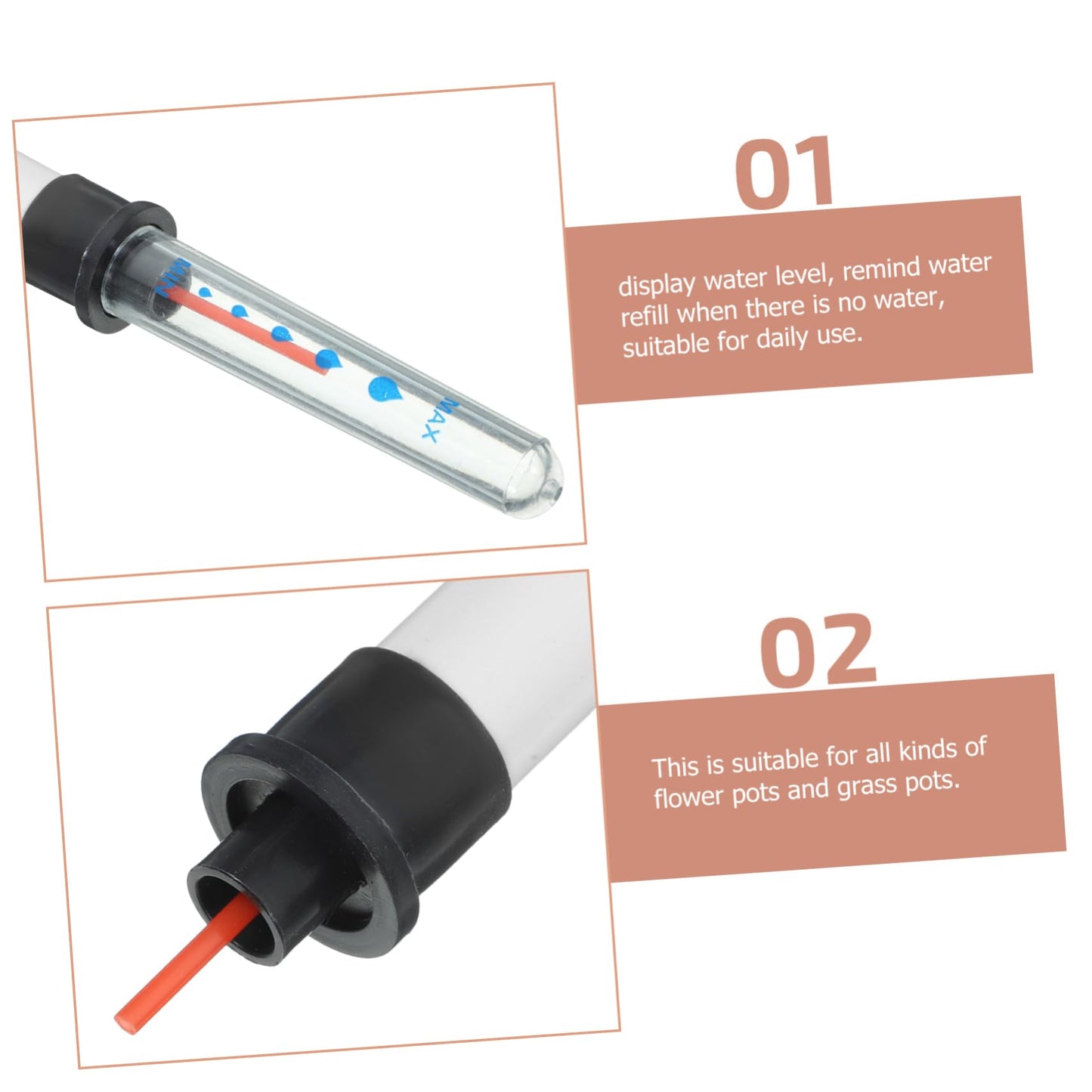 Angoily 2pcs Water Level Indicator Gardening Water Level Meter Plant Buoy Flower Pot Water Gauge Moisture Meter House Plant Pots Water Moisture Tester Suite White Scale Plastic, 36.00X2.00X2.00CM