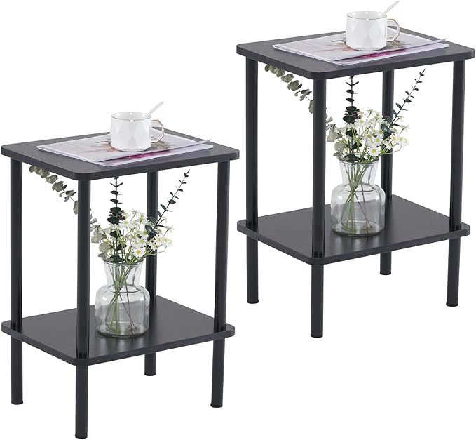 Apicizon 2 Tier End Table Set of 2, Small Side Table