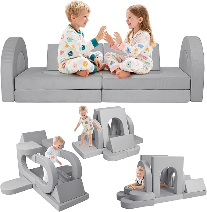12 Pcs Modular Kids Play Couch, Toddler Couches That Fold Out, Plush Foam Chair