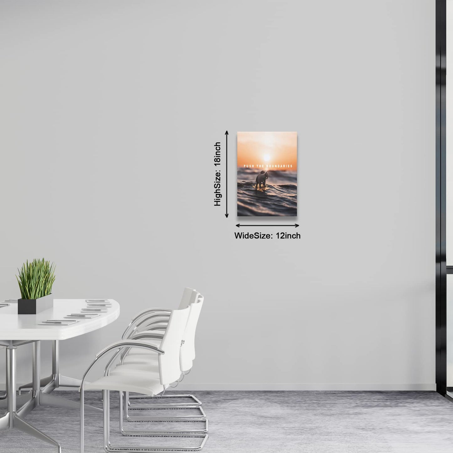 Inspirational Quotes Wall Art Push the Boundaries Framed Painting Modern Artwork Decorations Decor for Office Bedroom (12" W x 18" H)