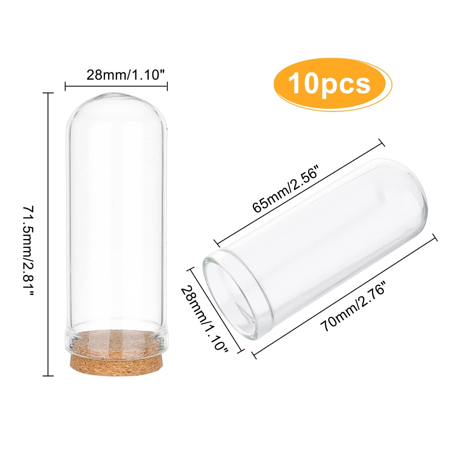 PH PandaHall 10pcs Glass Display Dome Cloche 20ml Display Bottles Bell Jar with Cork Base Glass Decoration Bottles for Wedding, Fairy Party Favors, Crafts, Christmas Decorations 1.1x2.8inch
