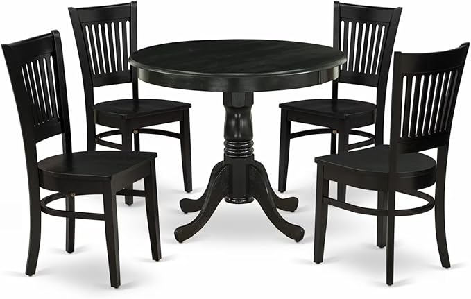 East West Furniture ANVA5-BLK-W 5 Piece Modern Dining Table Set Includes a