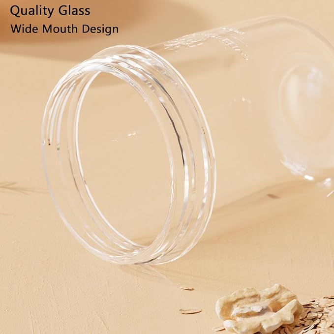 2Pack Overnight Oats Containers with Lids and Handle,14 oz Airtight Oatmeal Container,Mason Jars with Lid for Cereal,Milk,Fruit,Yogurt,On The Go Container,Salad Jars,Glass Jars (Blue)