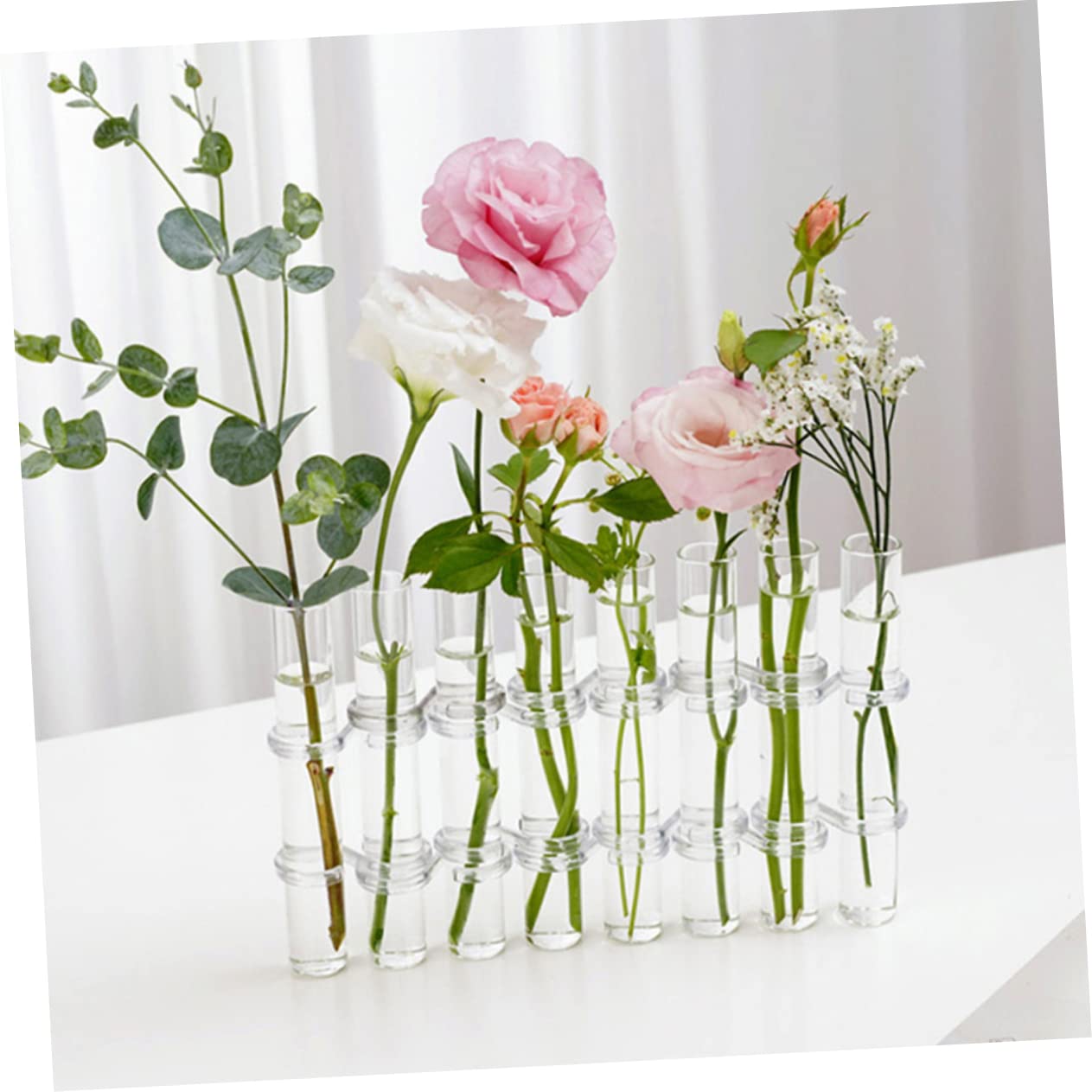 VICASKY Hydroponic Test Tube Vases 6-Piece Glass Plant Propagation Kit for Indoor Home Decor Wall Hanging Planter and Desktop Terrarium Arrangement